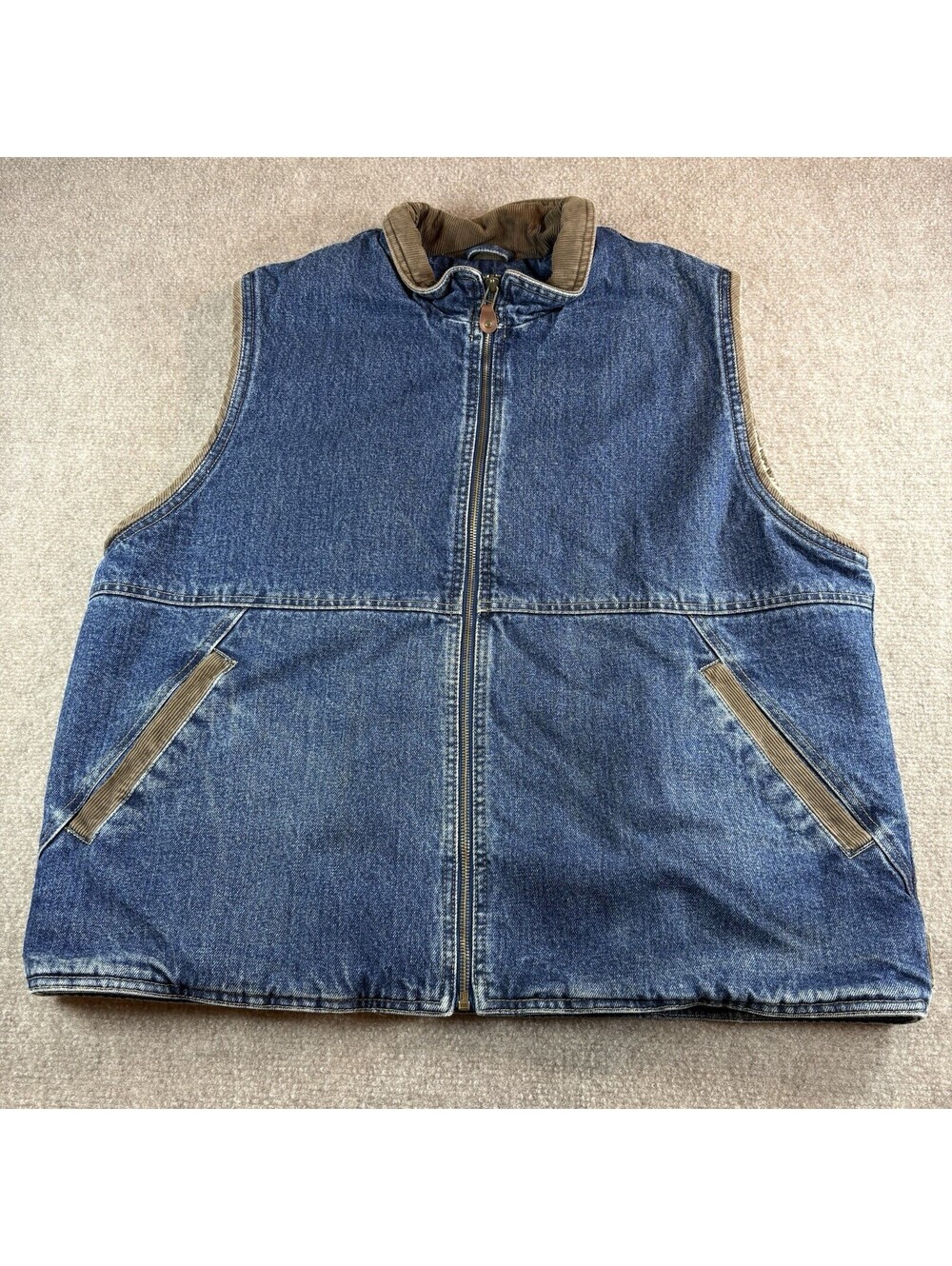 Wrangler Hero men's Denim Vest Sherpa Corduroy Trim Western Large Jacket